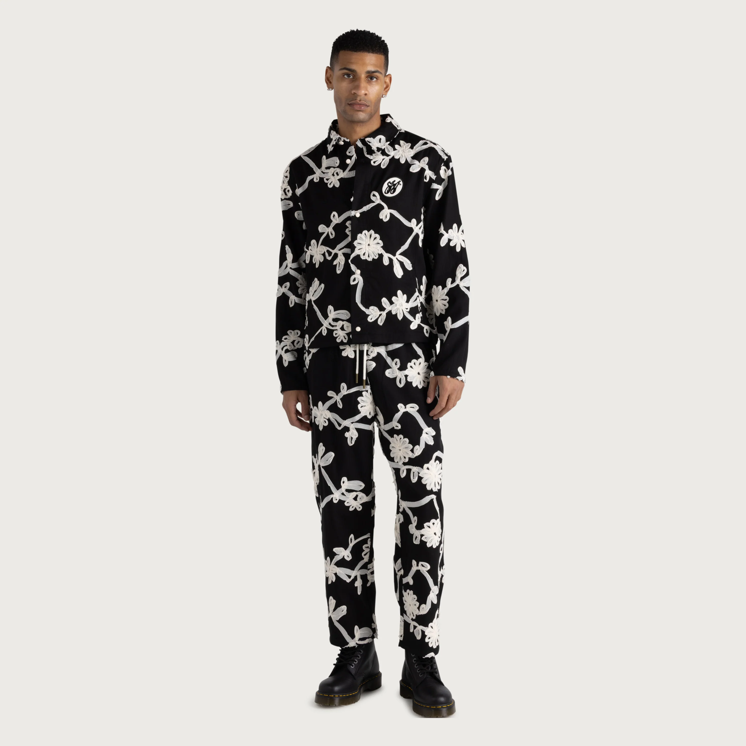 Floral Ribbon Ankle Pant - Black - Image 3