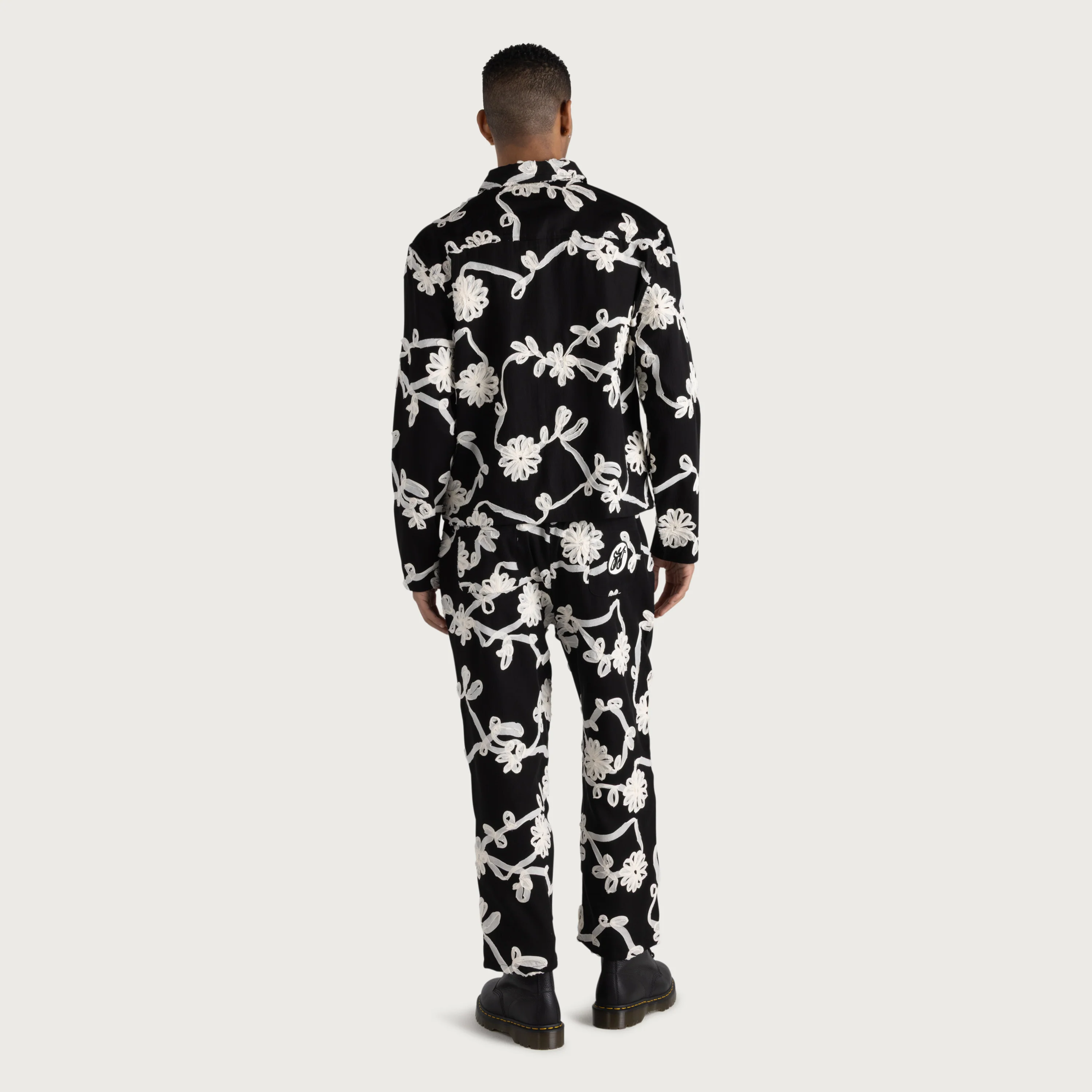 Floral Ribbon Ankle Pant - Black - Image 4