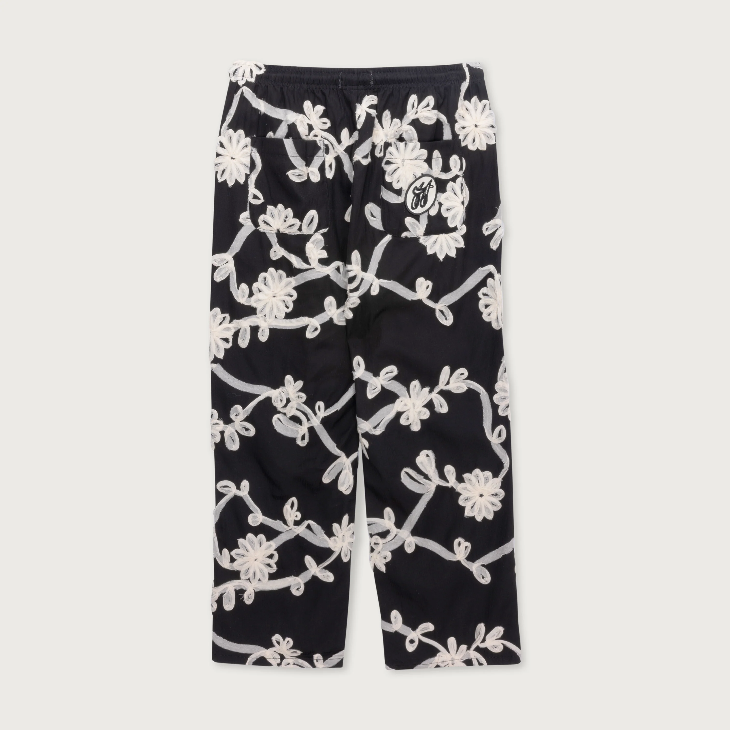 Floral Ribbon Ankle Pant - Black - Image 5