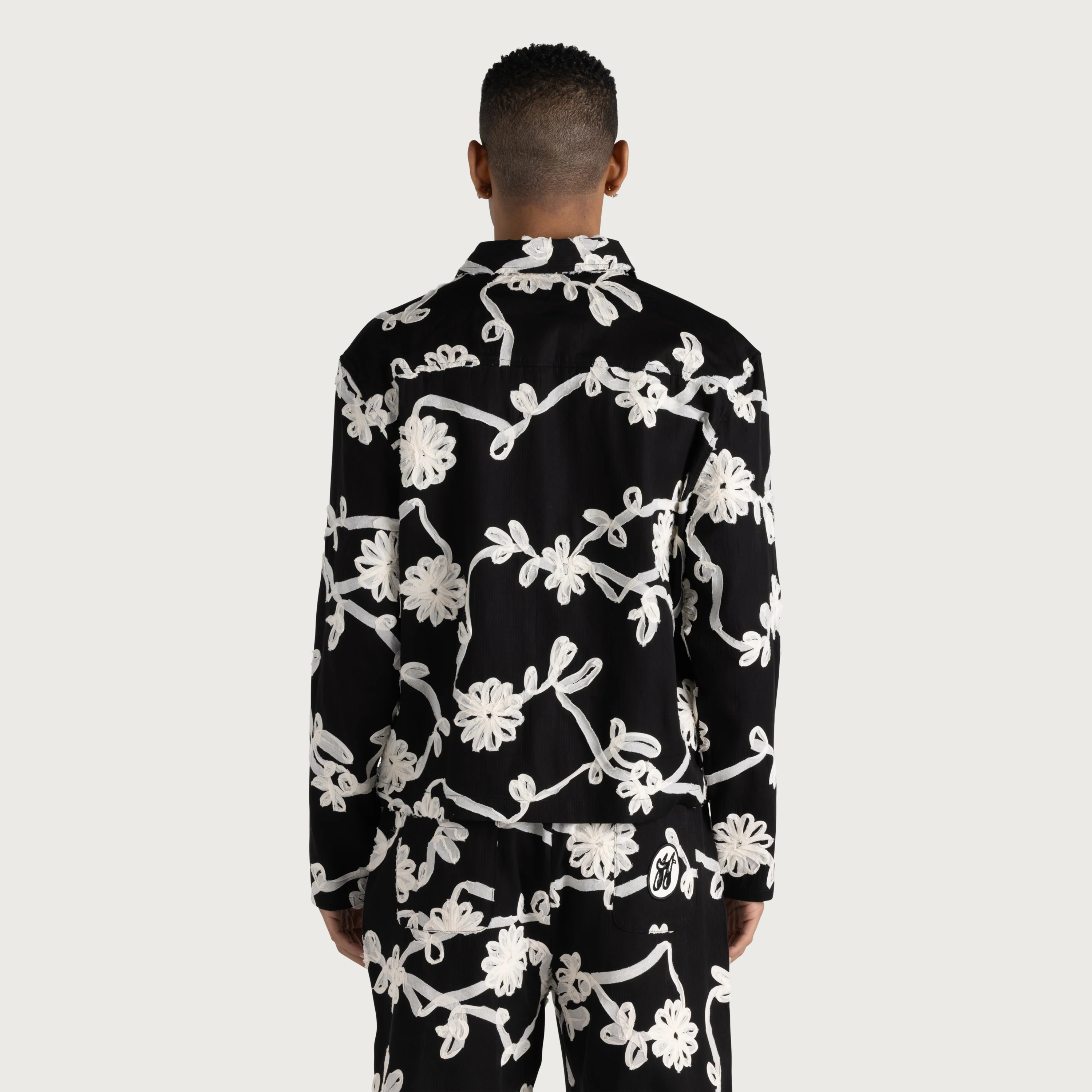 Floral Ribbon Button Up - Black - Image 3