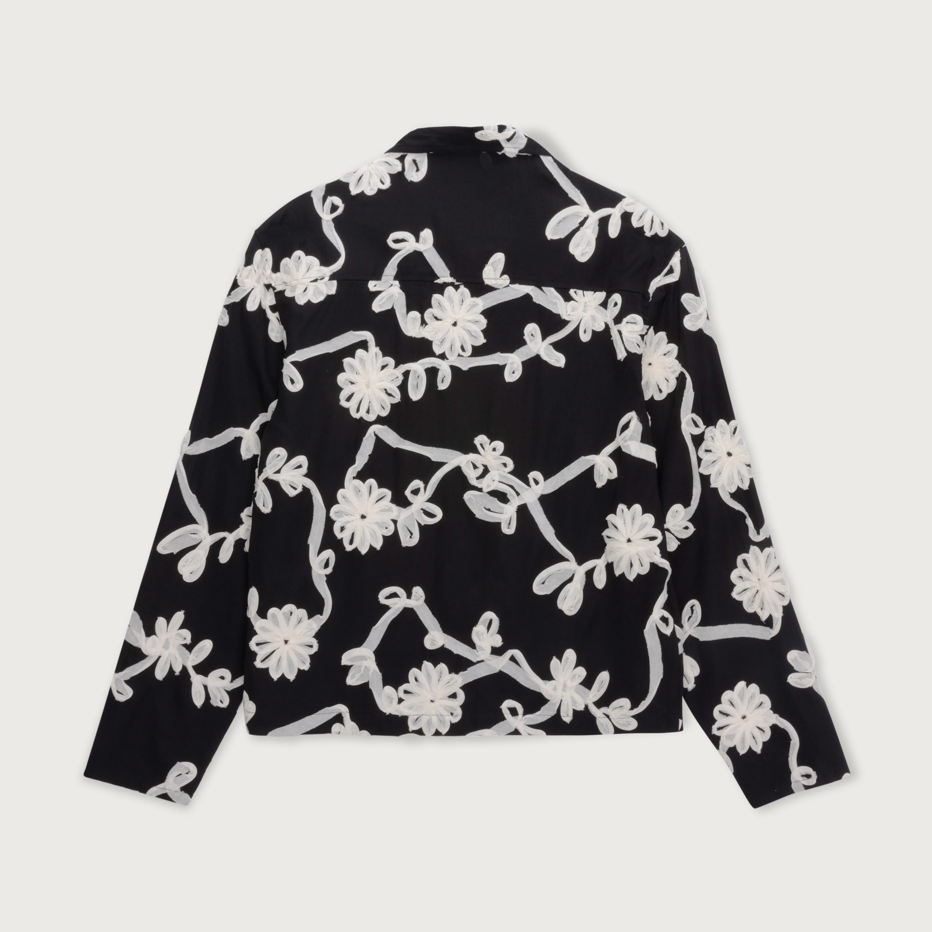 Floral Ribbon Button Up - Black - Image 5