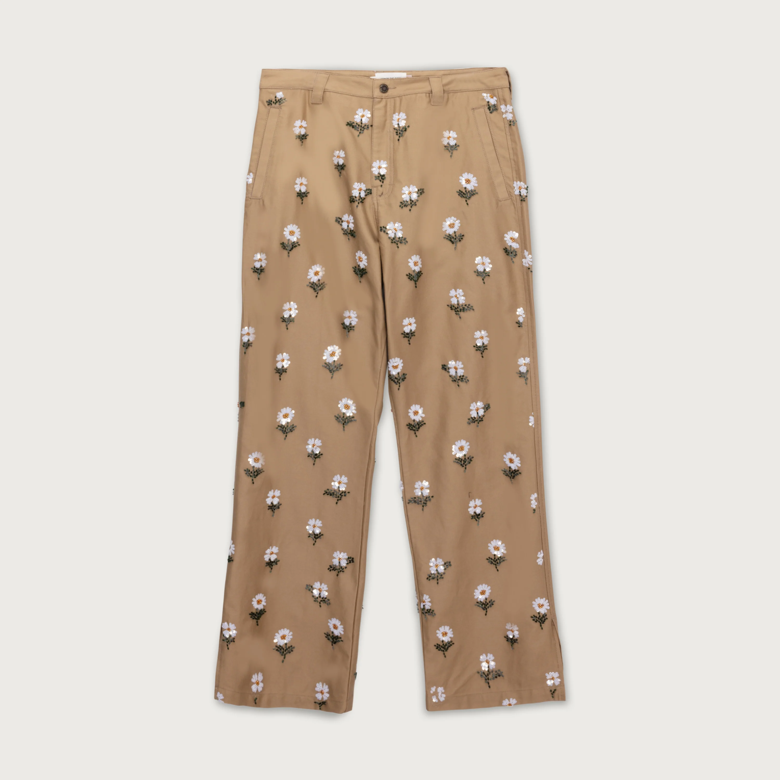 Flowers Beaded Pant - Taupe - Image 3