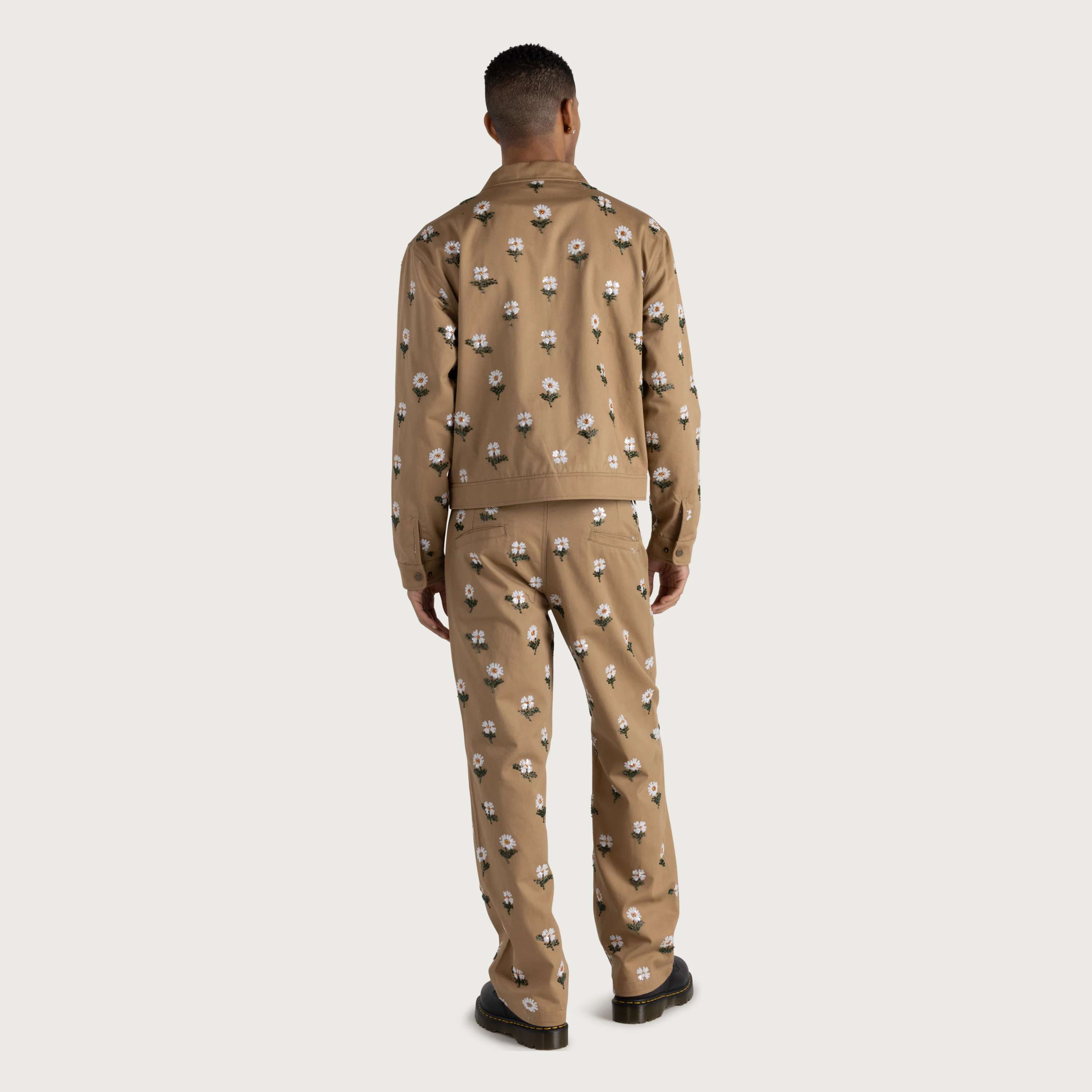 Flowers Beaded Pant - Taupe - Image 4
