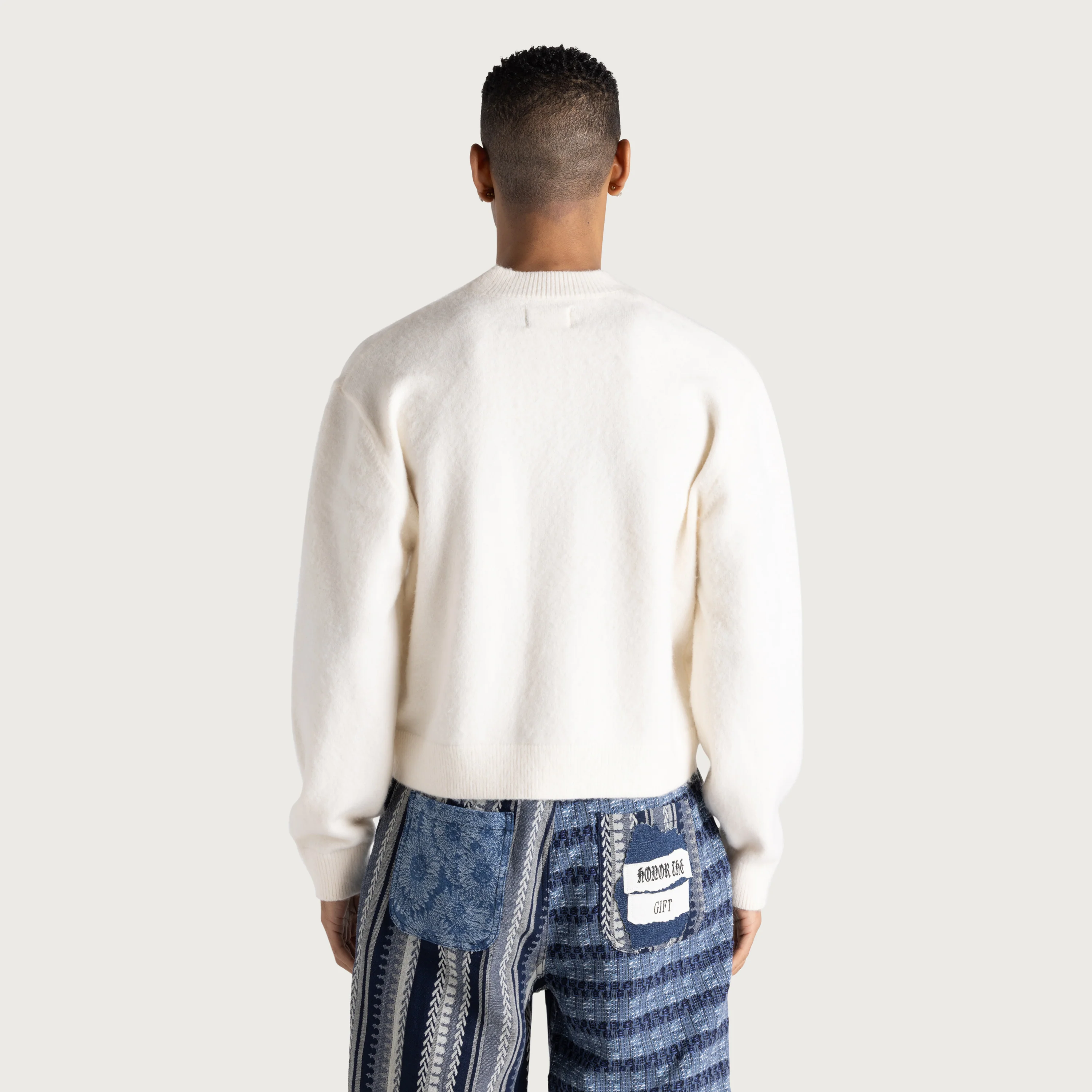 H Brushed Knit Cardigan - Bone - Image 3