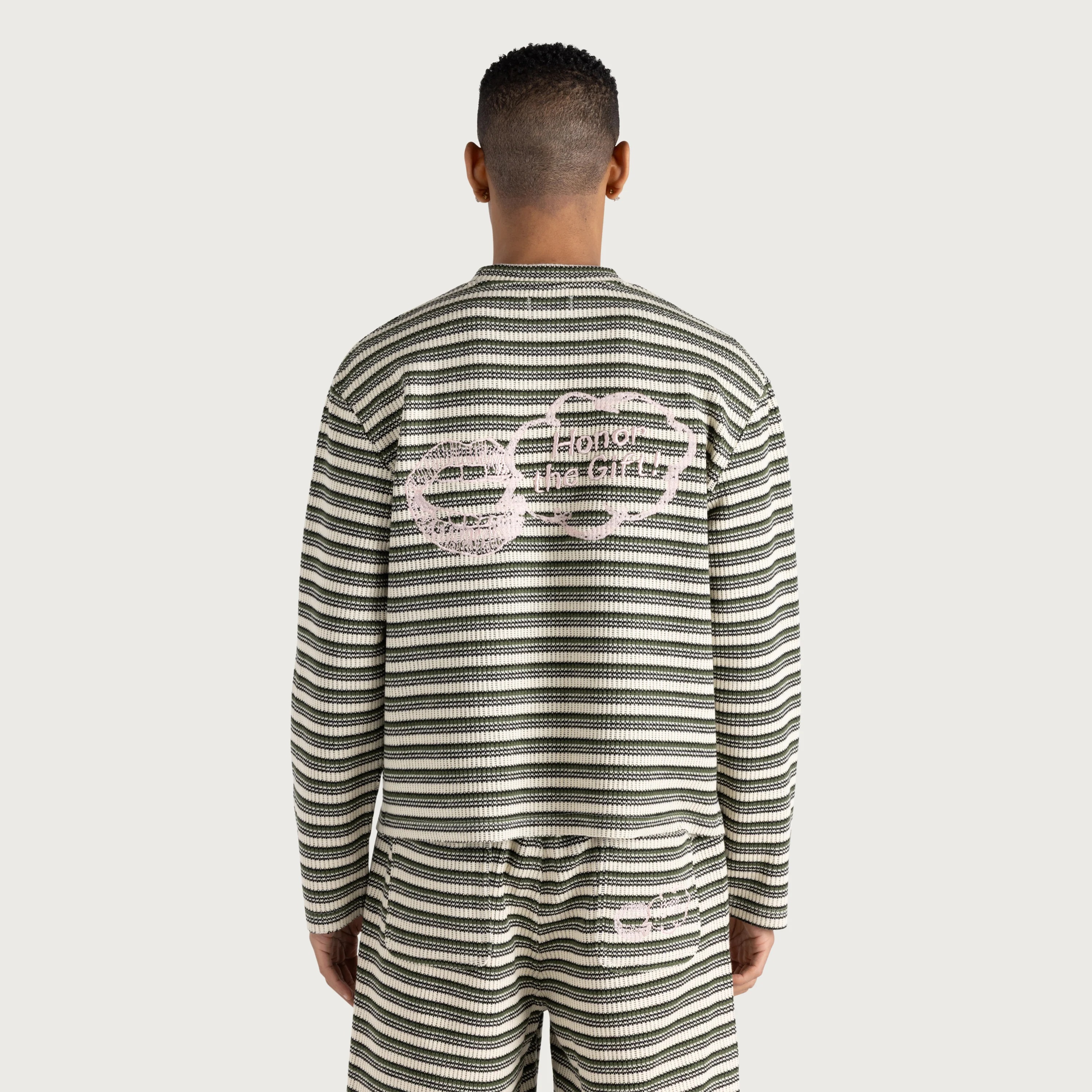 Speak Striped Crew - Olive - Image 3