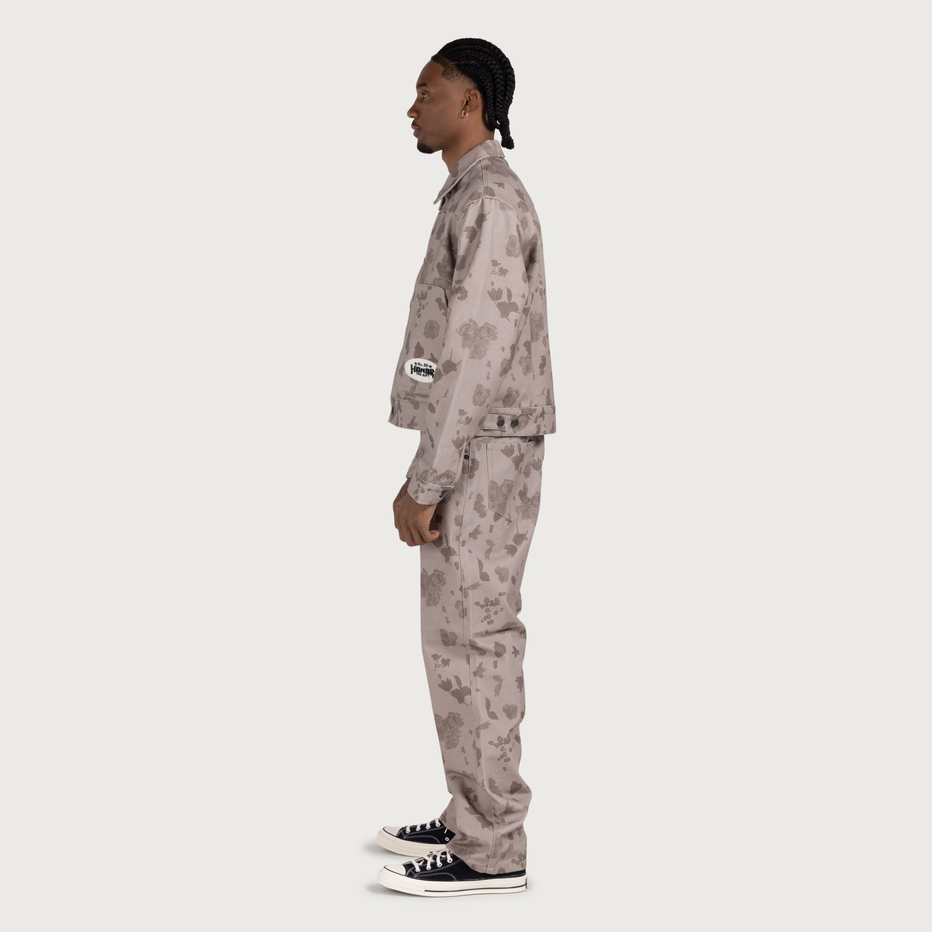 Tonal Floral Pant - Pebble - Image 4