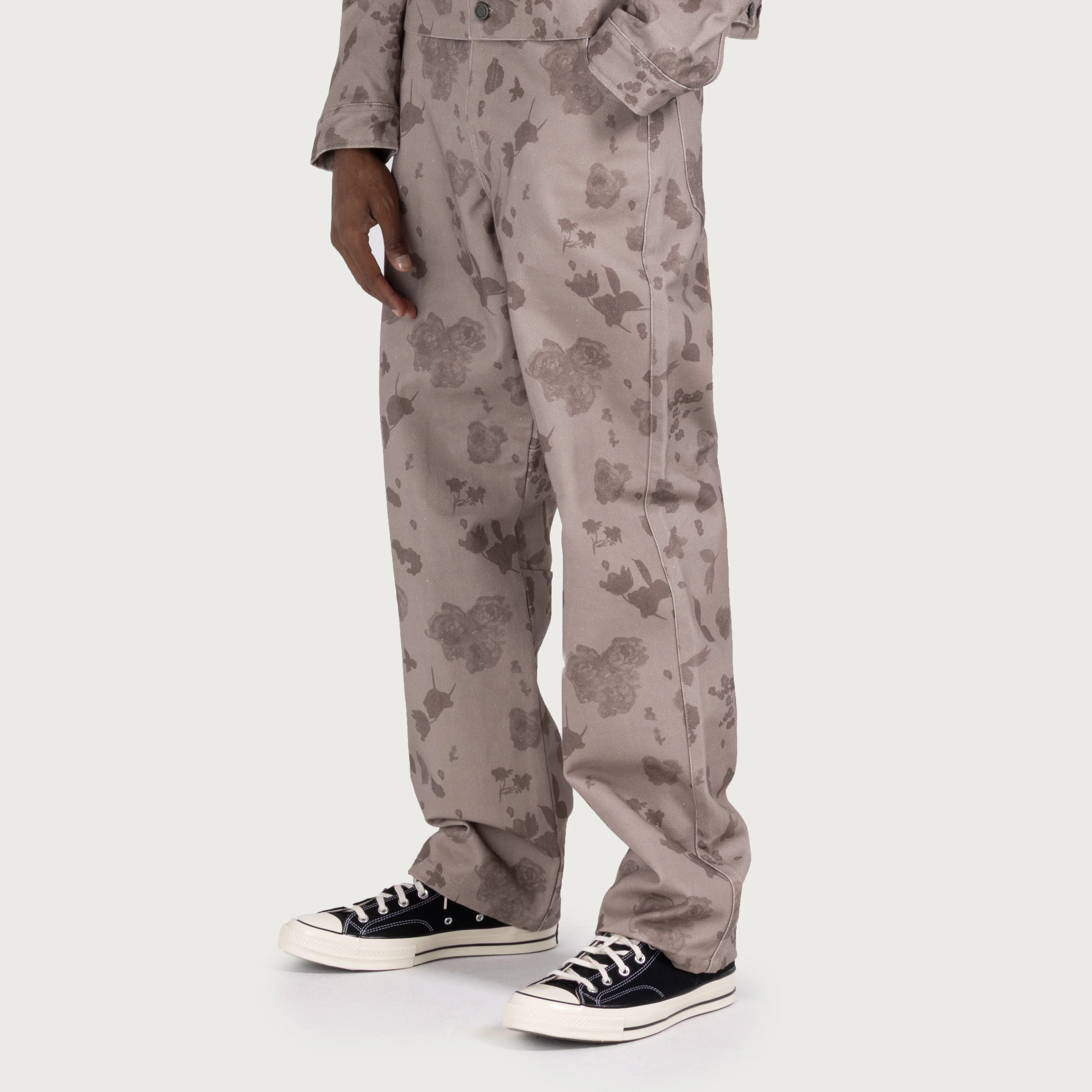 Tonal Floral Pant - Pebble - Image 6