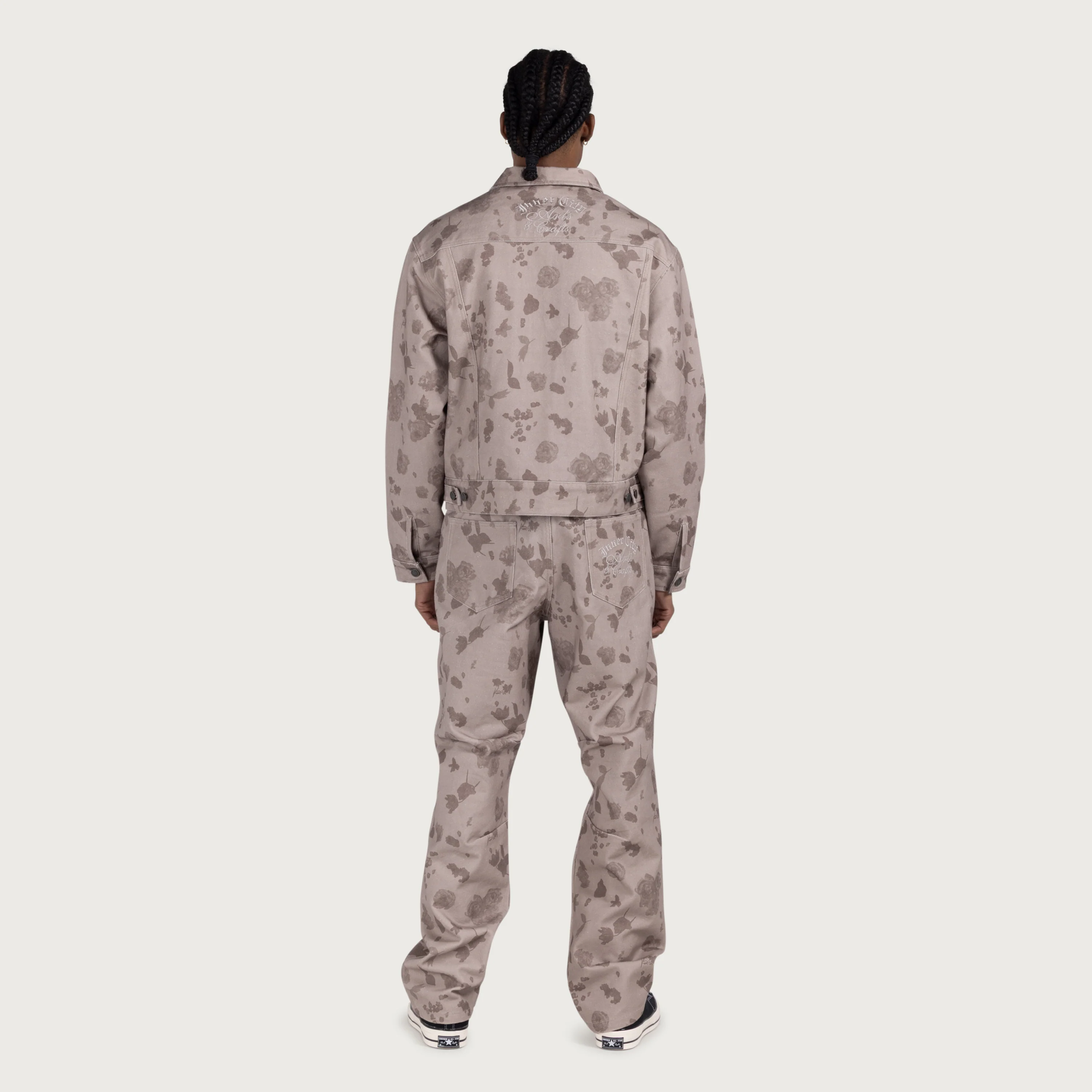Tonal Floral Pant - Pebble - Image 8
