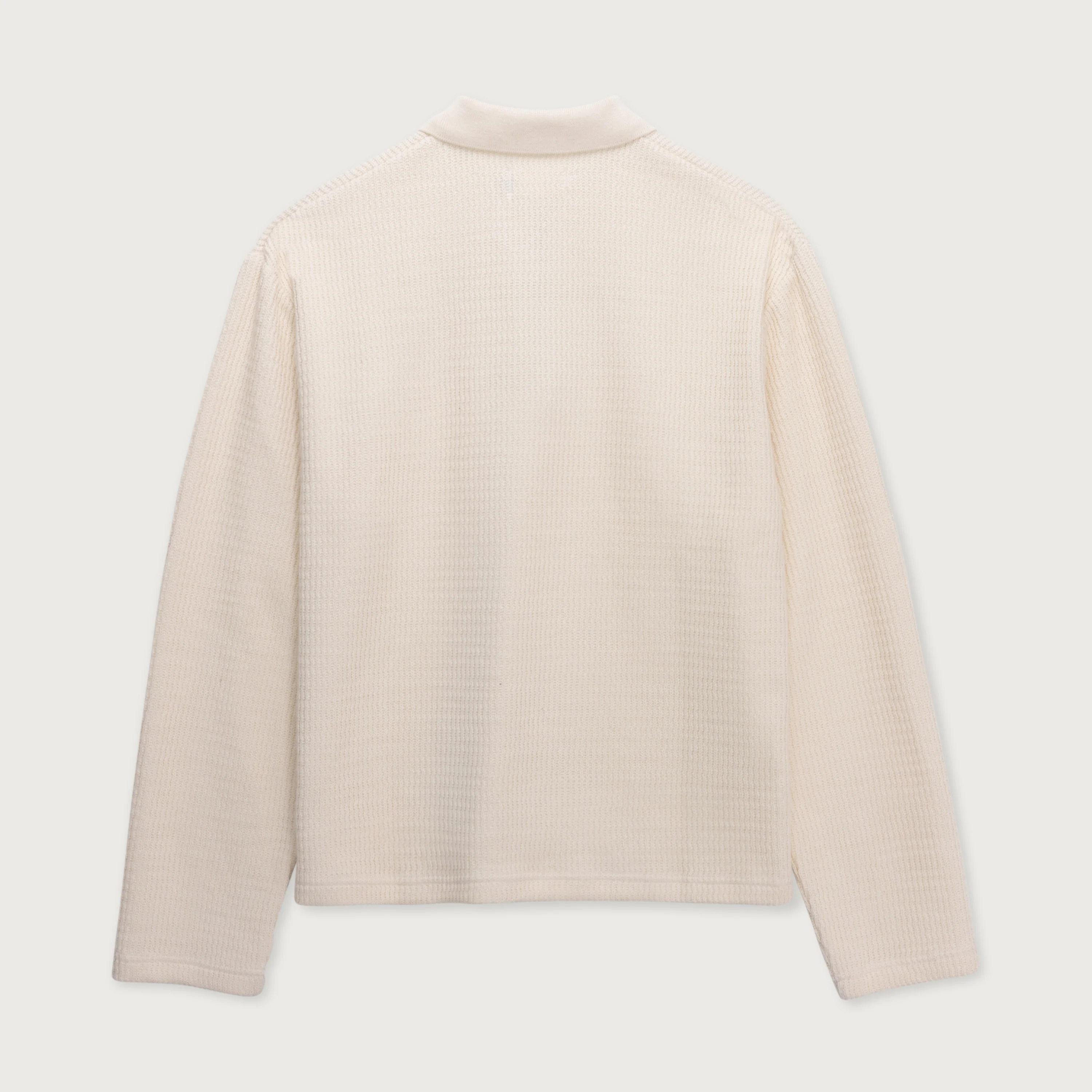 Wavy Knit L/S Polo - Bone - Image 6