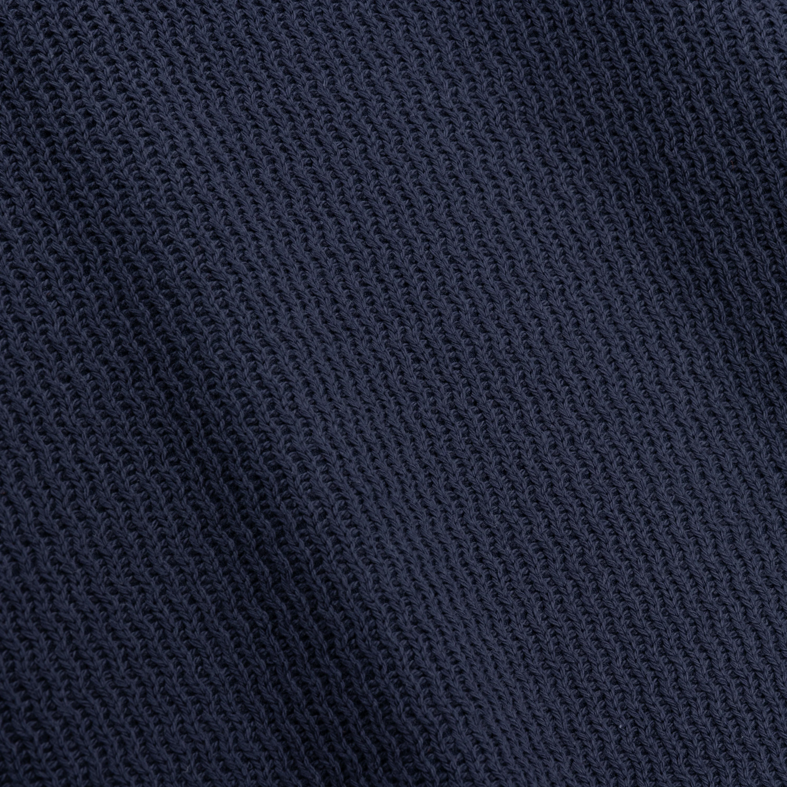 Wavy Knit L/S Polo - Navy - Image 4